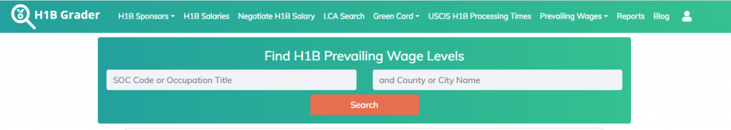 Find H1B Prevailing Wage Levels