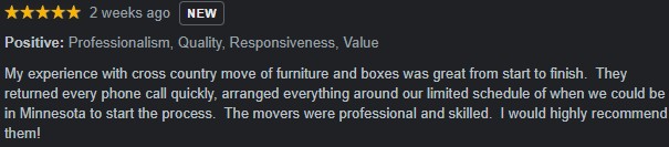 user review for Arpin Van lines