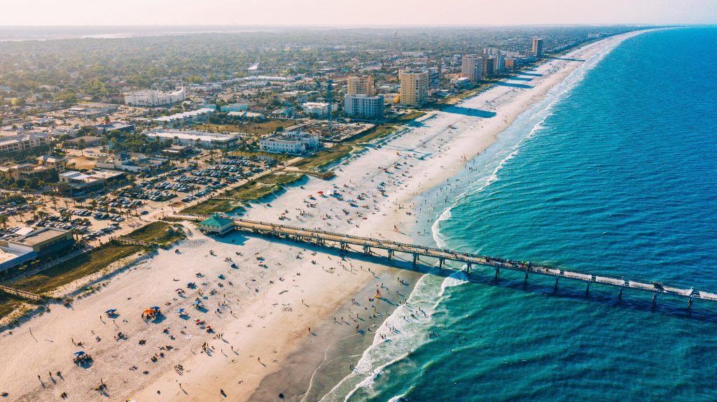 Beach and cityscape Jacksonville Florida