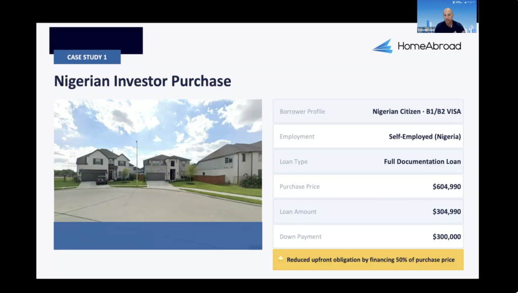 Steven Glick showcasing how a Nigerian real estate investor was able to secure financing and purchase an investment property in the US.